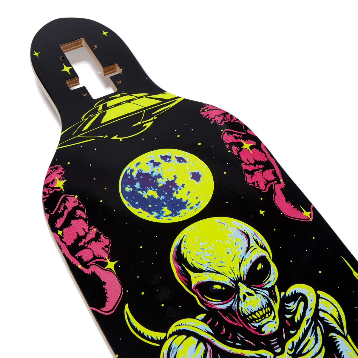 Daddies Mall Poster Blacklight Drop Thru Longboard Deck - Black/Glow - Image 4