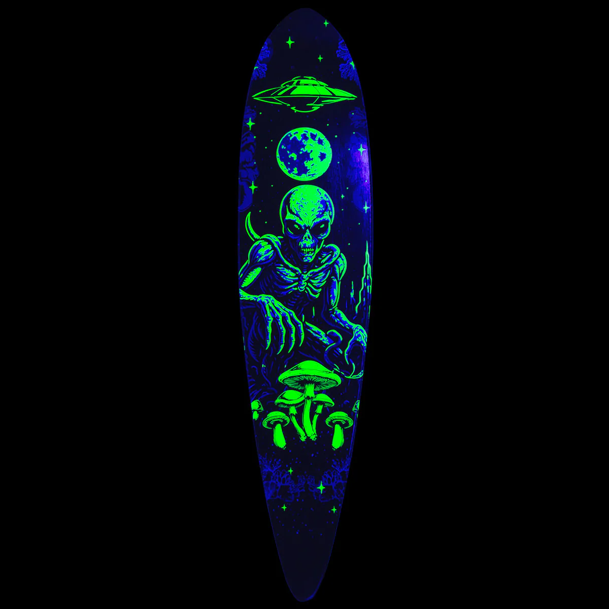 Daddies Mall Poster Blacklight Pintail Longboard Complete - Black/Glow - Image 2