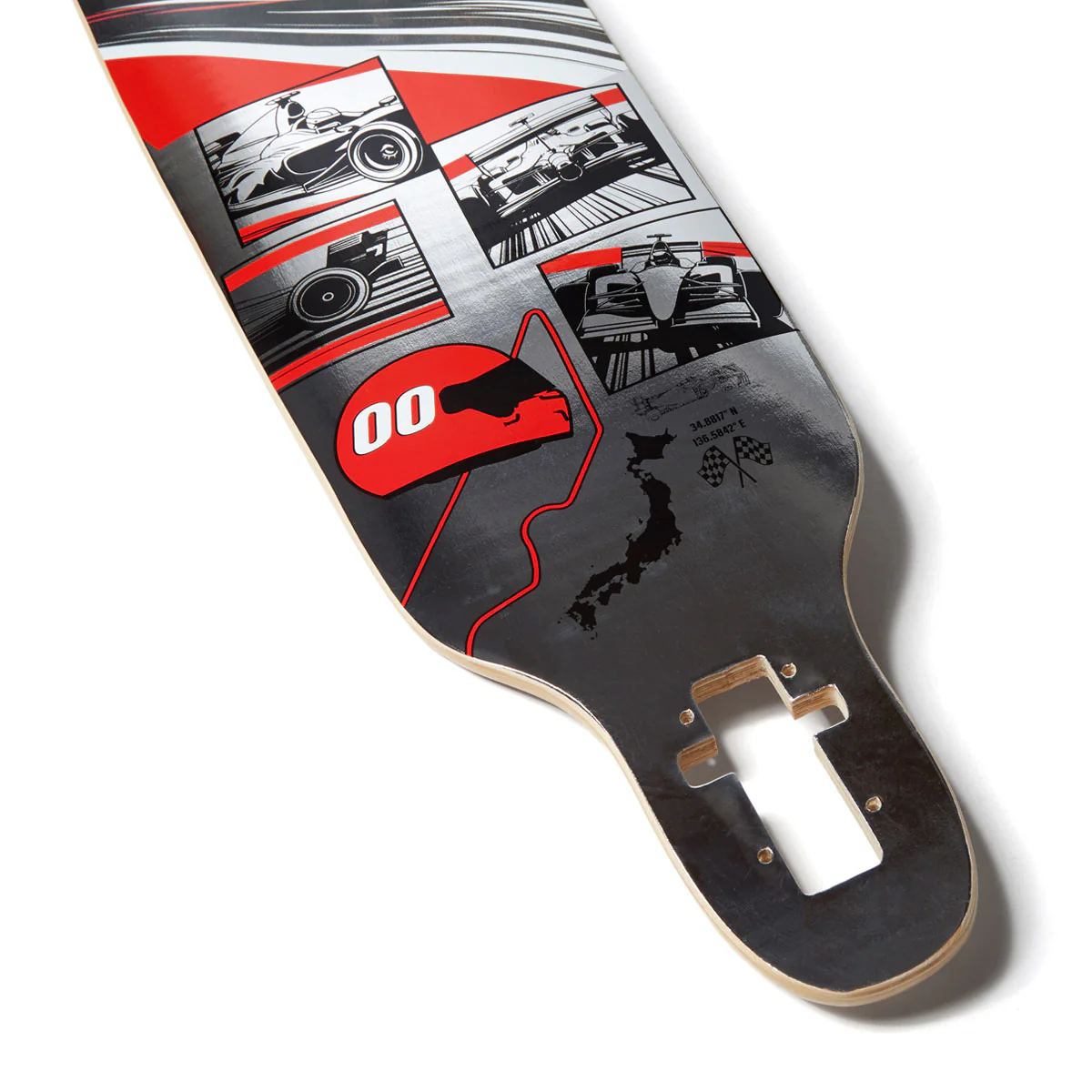 Daddies Race Car Foil Drop Thru Longboard Complete - Silver Foil/Red - Image 4