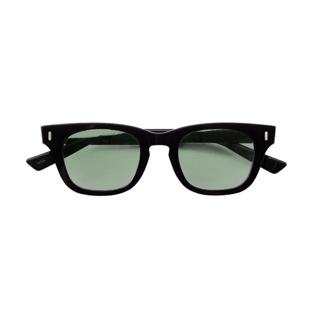 Decade Earl 50s Sunglasses - Gloss Black Acetate/Green CR39 - Image 3