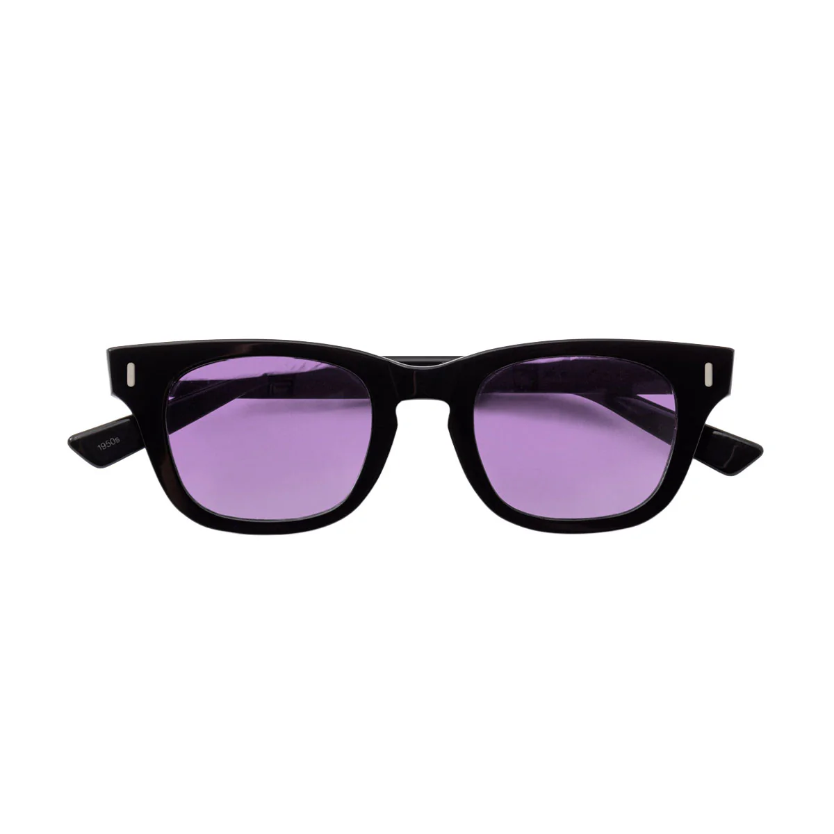 Decade Earl 50s Sunglasses - Gloss Black Acetate/Purple CR39 - Image 3