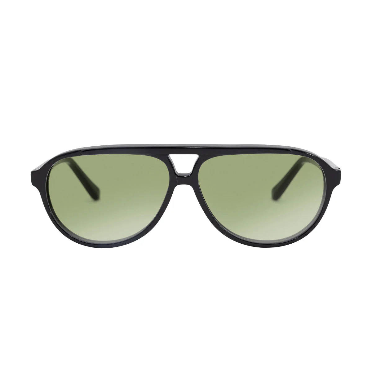 Decade Jasper 80s Sunglasses - Gloss Black Acetate/Green CR39 - Image 2