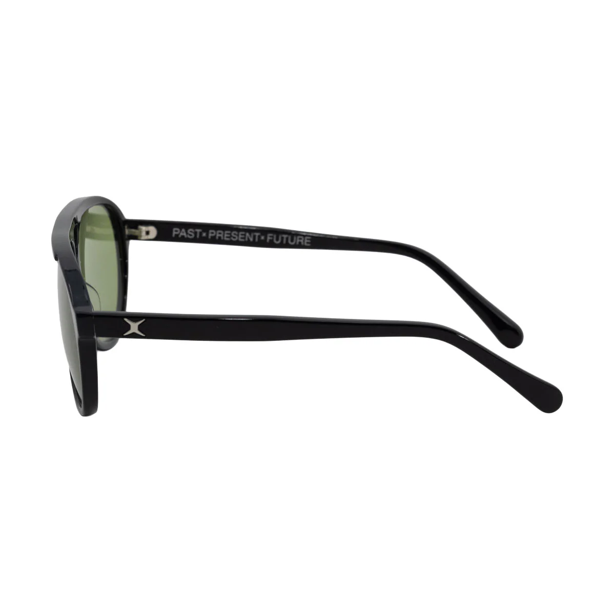 Decade Jasper 80s Sunglasses - Gloss Black Acetate/Green CR39 - Image 3