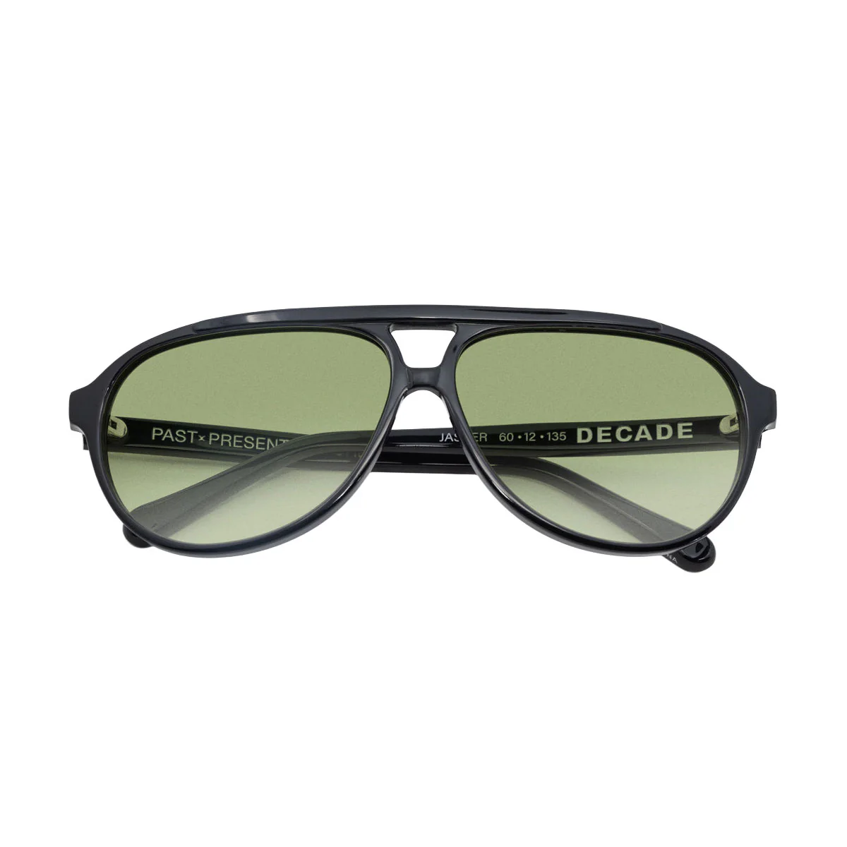 Decade Jasper 80s Sunglasses - Gloss Black Acetate/Green CR39 - Image 4