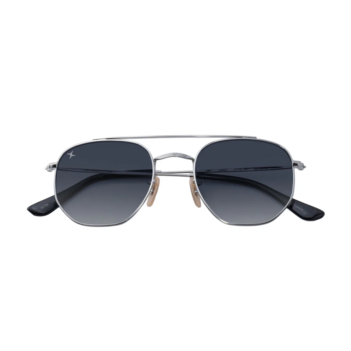 Decade Jones 70s Sunglasses - Shiny Silver Stainless Steel/Silver Revo CR39 - Image 4