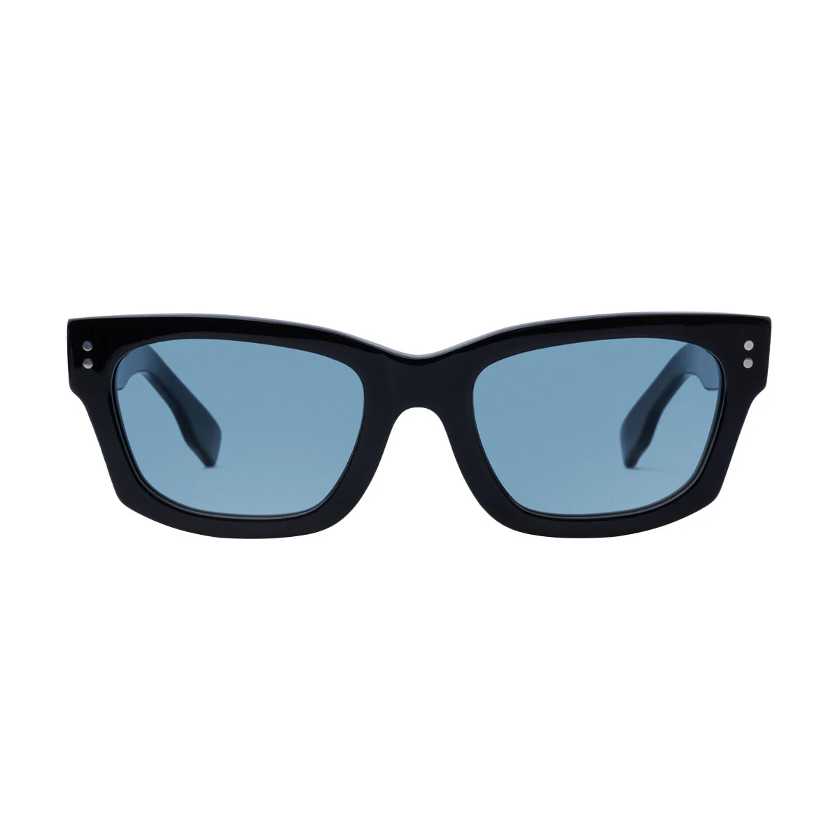 Decade Milton 60s Sunglasses - Gloss Black Acetate/Blue CR39 - Image 2