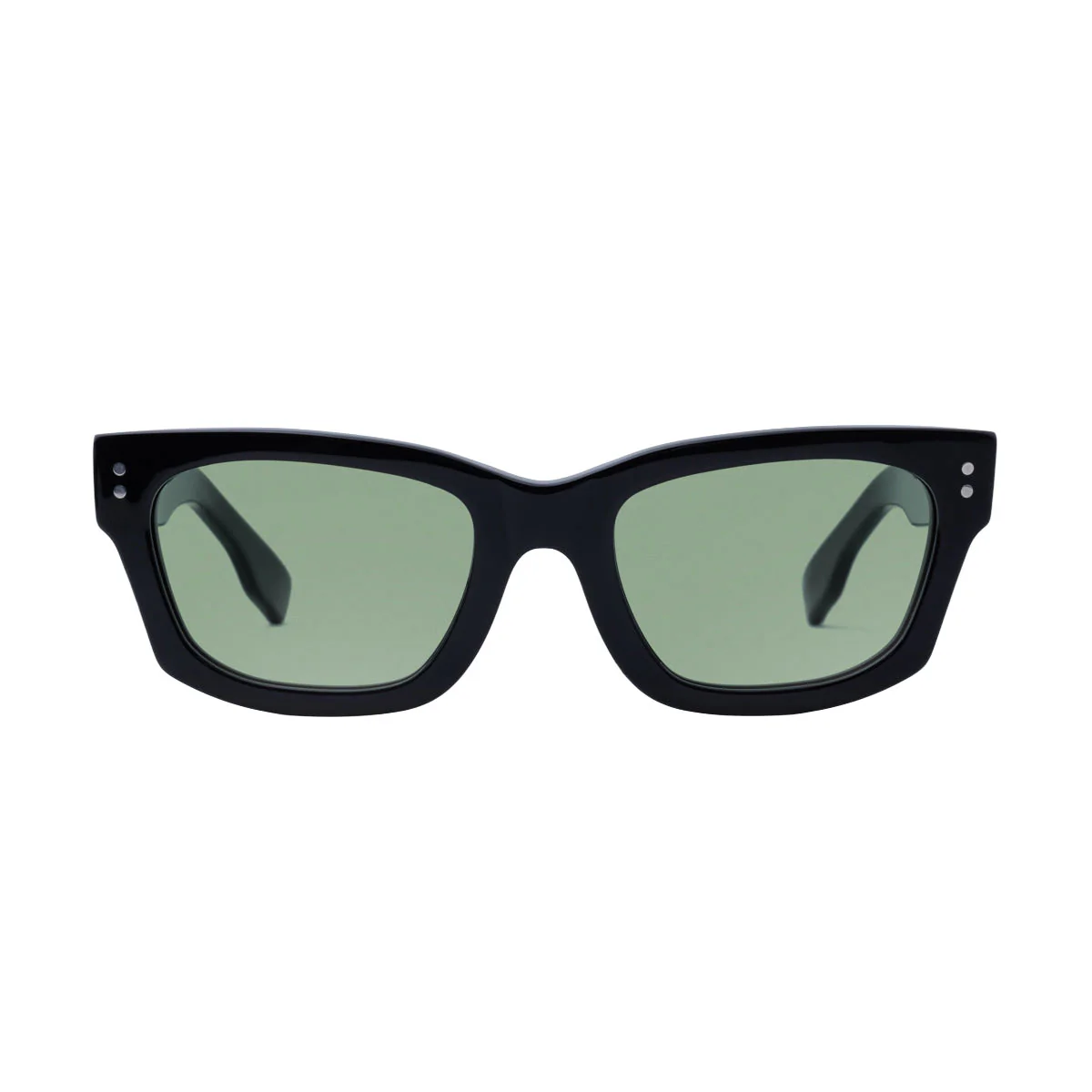 Decade Milton 60s Sunglasses - Gloss Black Acetate/Green CR39 - Image 2