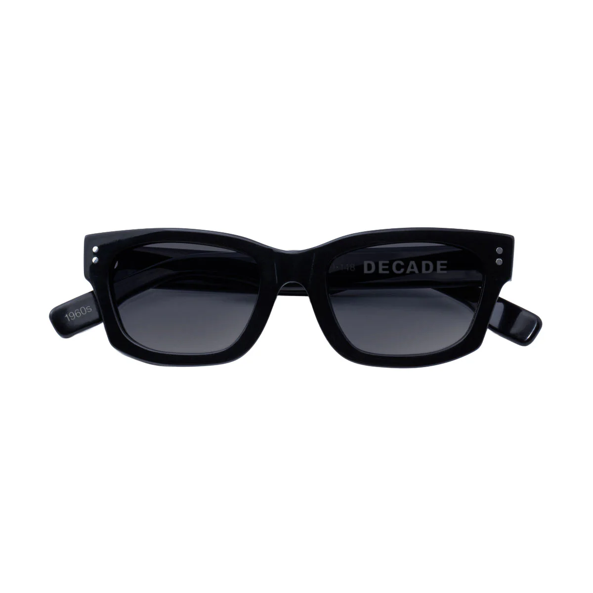 Decade Milton 60s Sunglasses - Gloss Black Acetate/Grey Tac Polarized - Image 4