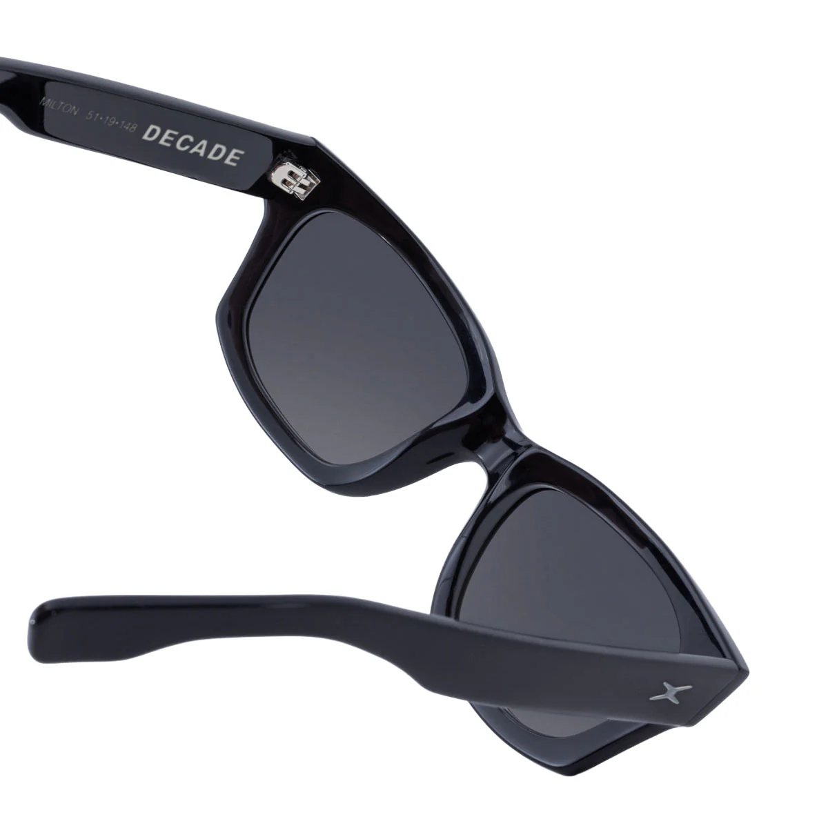 Decade Milton 60s Sunglasses - Gloss Black Acetate/Grey Tac Polarized - Image 5