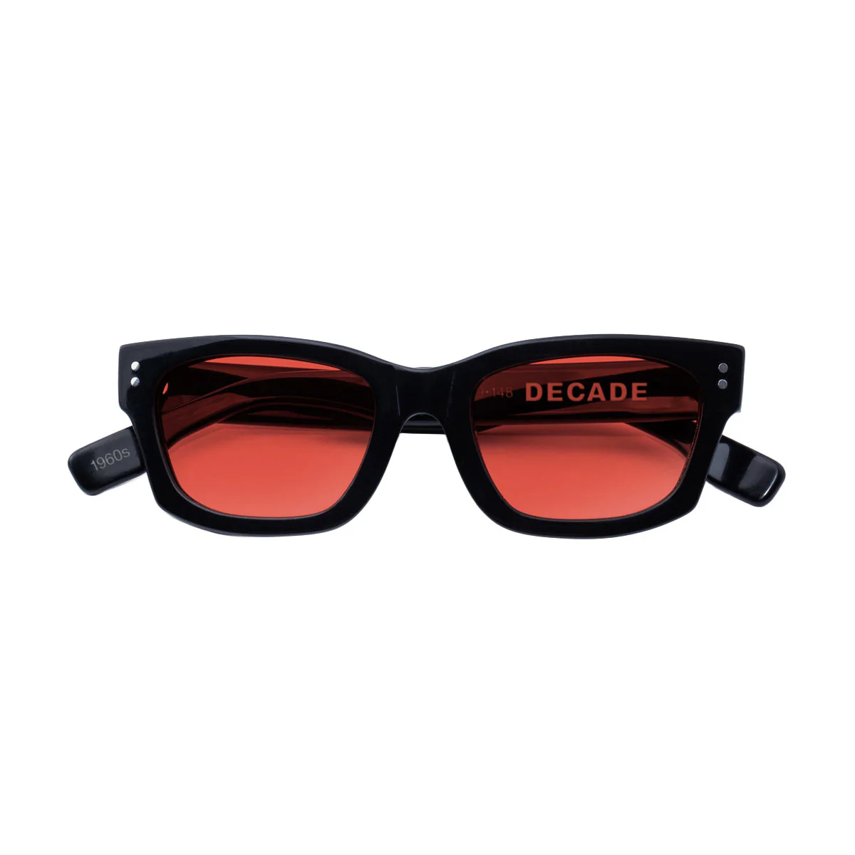 Decade Milton 60s Sunglasses - Gloss Black Acetate/Red CR39 - Image 3