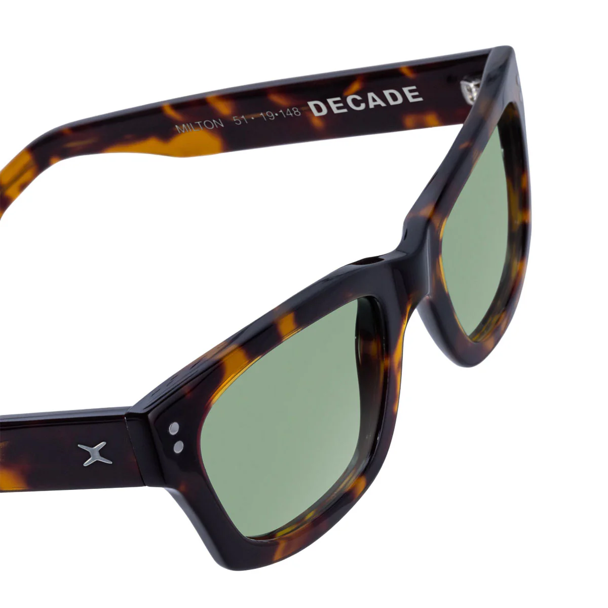 Decade Milton 60s Sunglasses - Tortoise Acetate/Green CR39 - Image 5