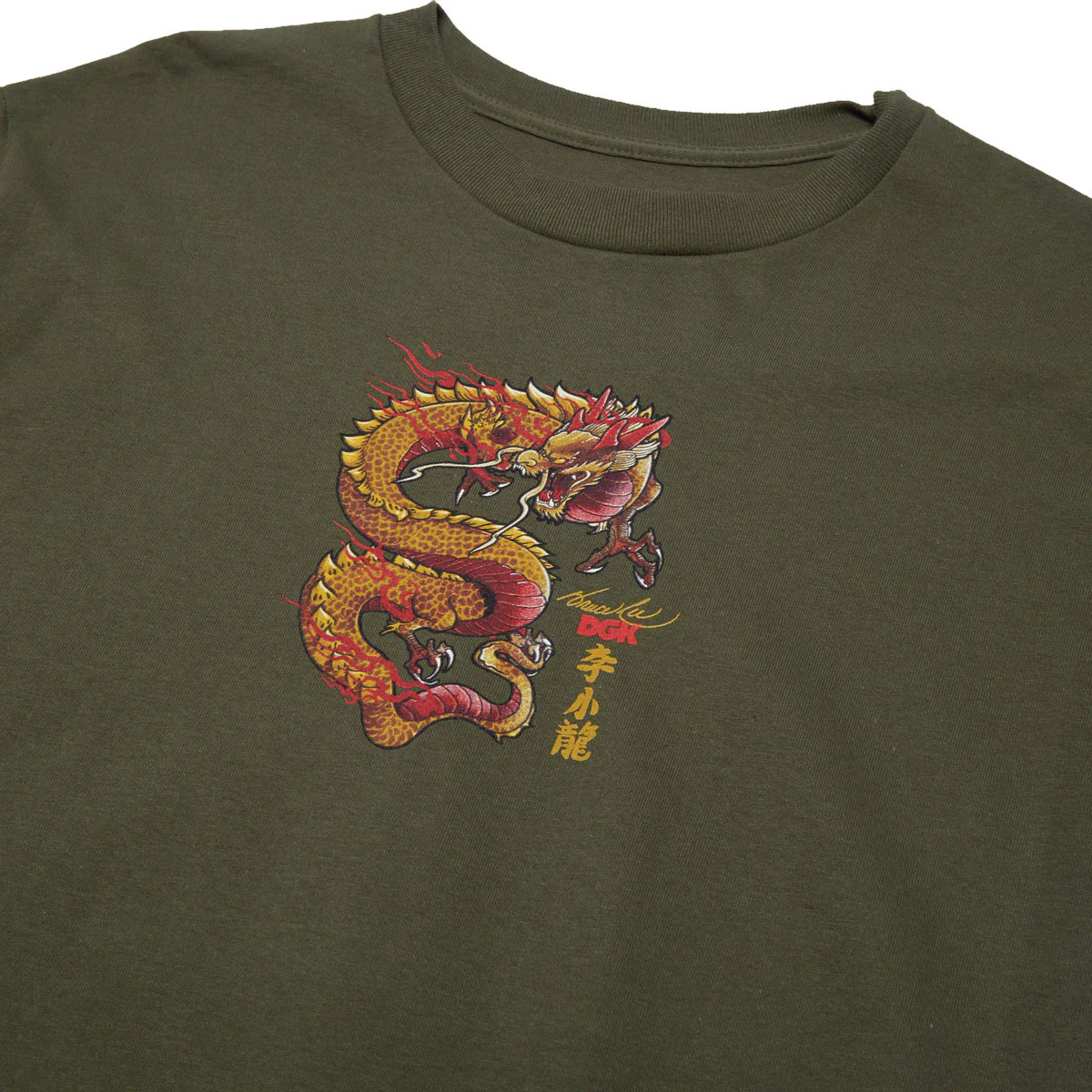 DGK x Bruce Lee Lil Dragon T-Shirt - Military Green - Image 3