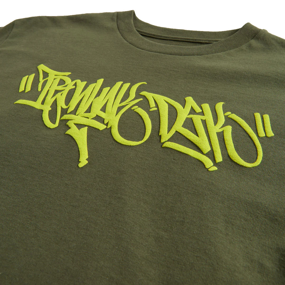 DGK x Ironlak Hands Off Puff Ink T-Shirt - Military Green - Image 4