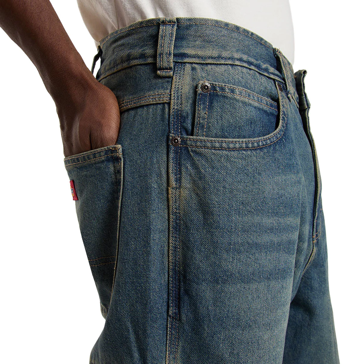 Dickies Baggy Tapered Work Jeans - Khaki Tinited Blue - Image 4