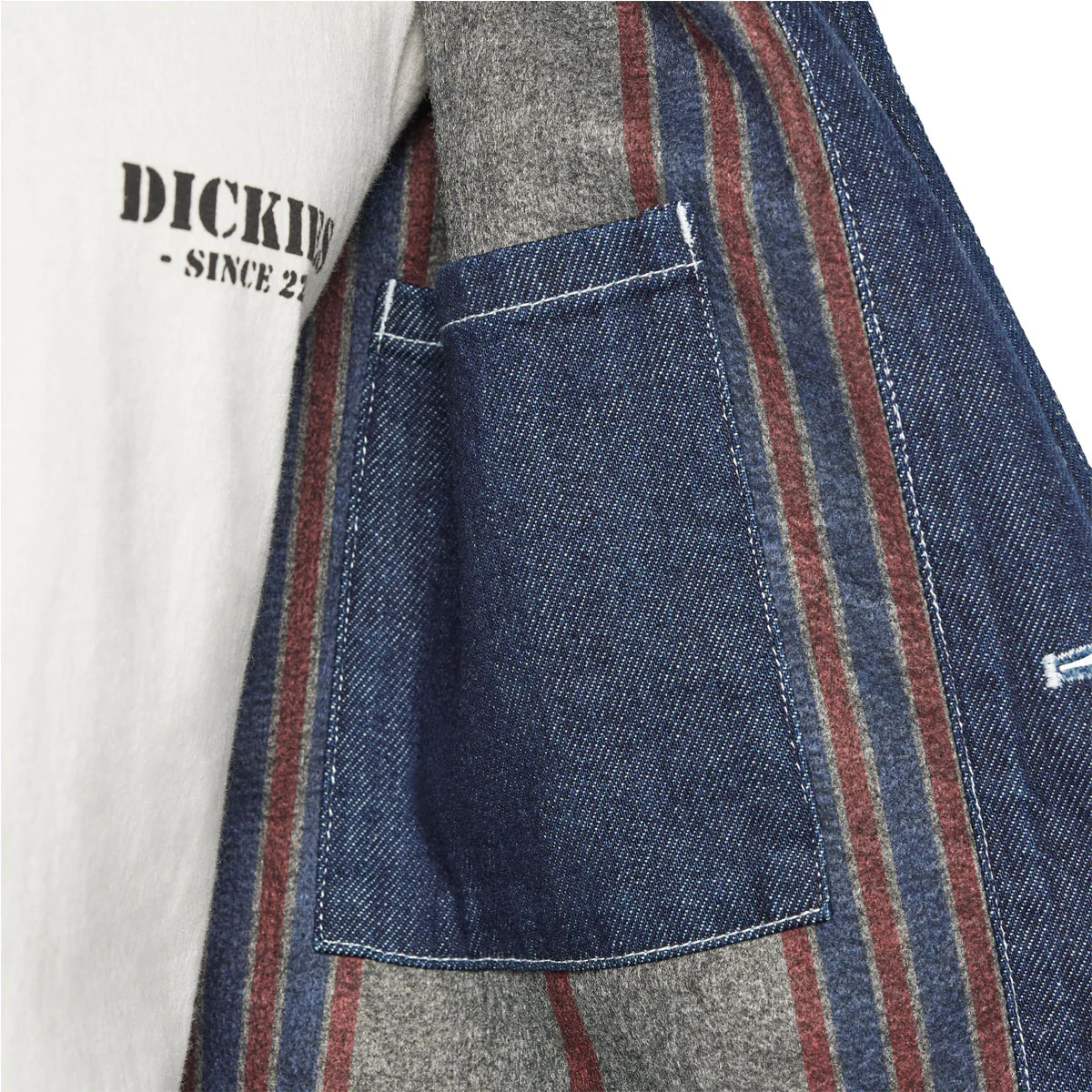 Dickies Denim Blanket Lined Chore Jacket - Rinsed Indigo Blue - Image 4