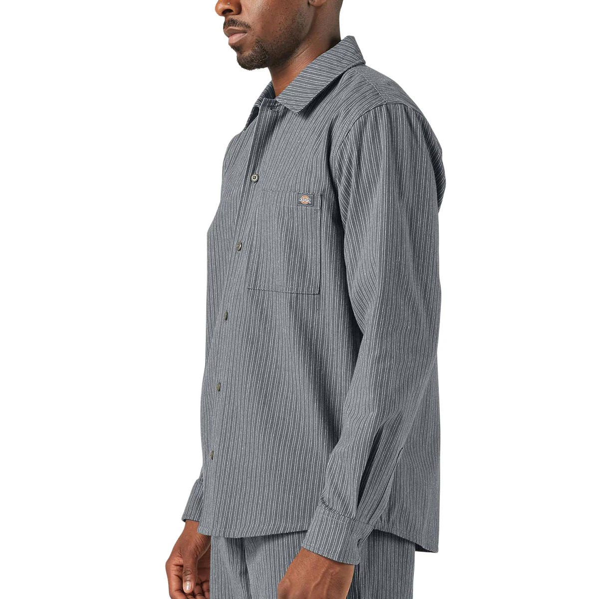 Dickies Lima Pinstripe Long Sleeve Shirt - Charcoal - Image 3