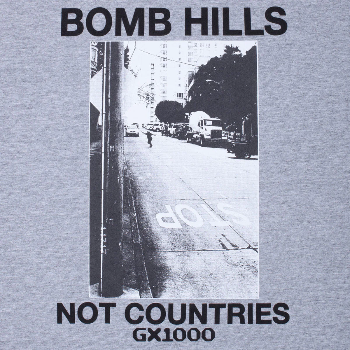 GX1000 Bomb Hills T-Shirt - Heather Grey/Black Font - Image 2