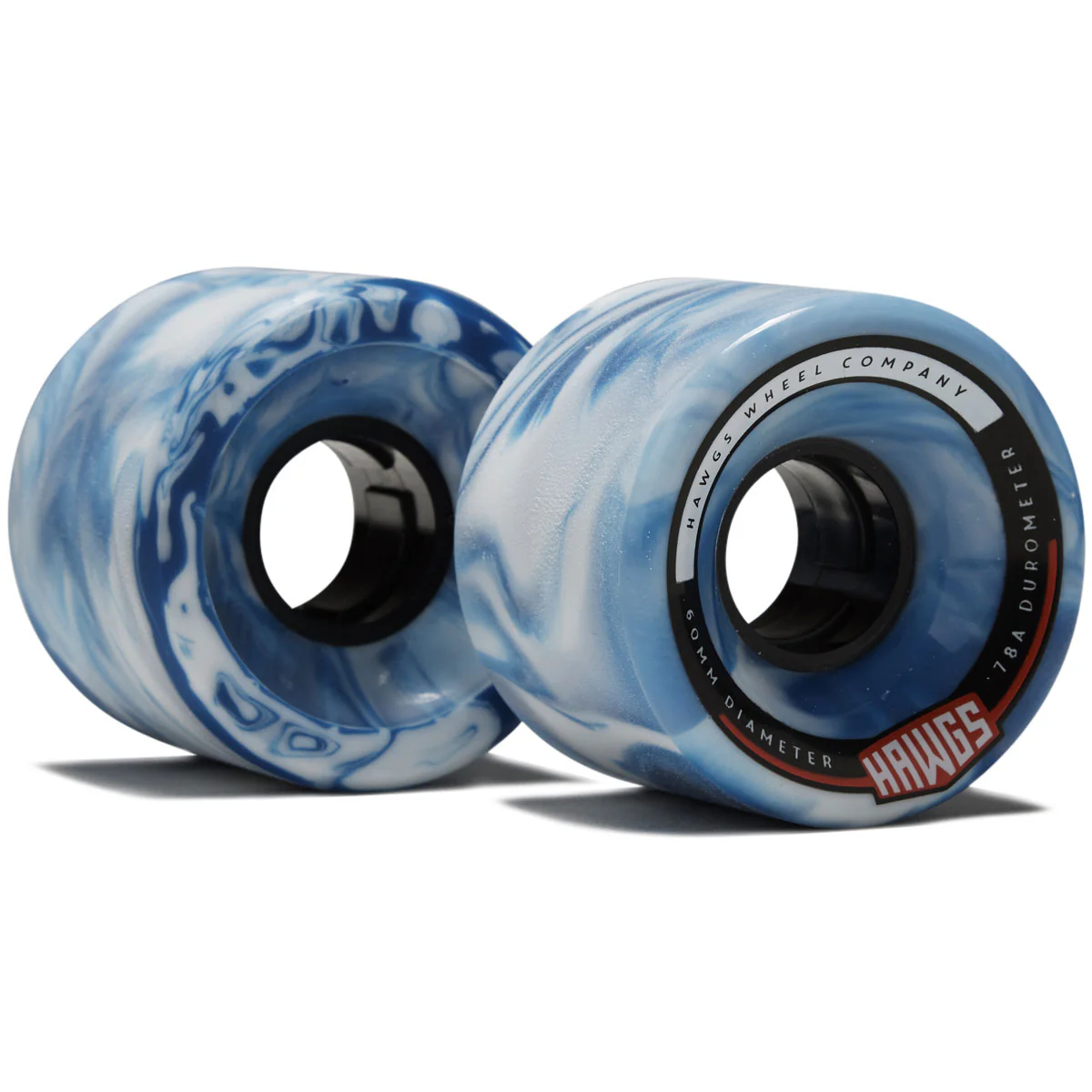 Hawgs Chubby 78a Stone Ground Longboard Wheels - Blue/White Swirl - 60mm - Image 3