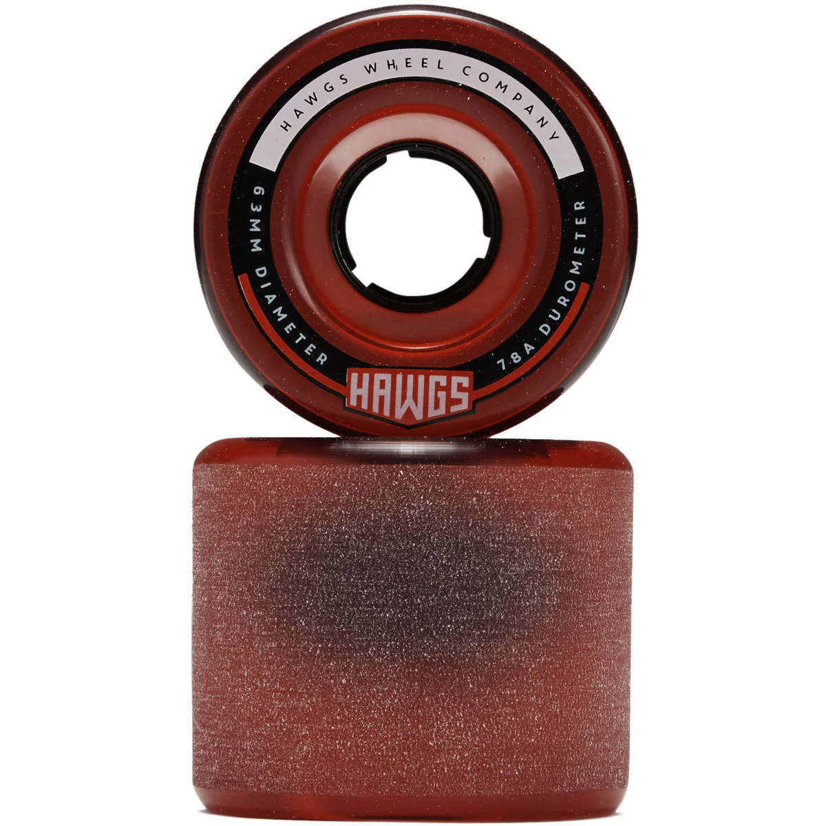 Hawgs Fatty 78a Stone Ground Longboard Wheels - Clear Red - 63mm - Image 2