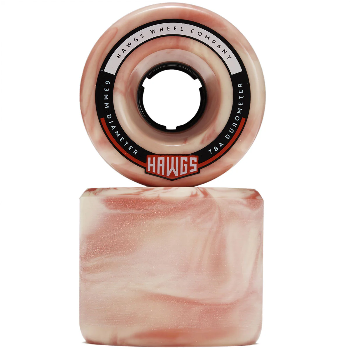 Hawgs Fatty 78a Stone Ground Longboard Wheels - Pink/White - 63mm - Image 2