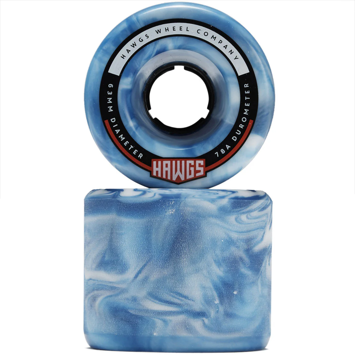 Hawgs Fatty 78a Stone Ground Longboard Wheels - Sky Blue Swirl - 63mm - Image 2