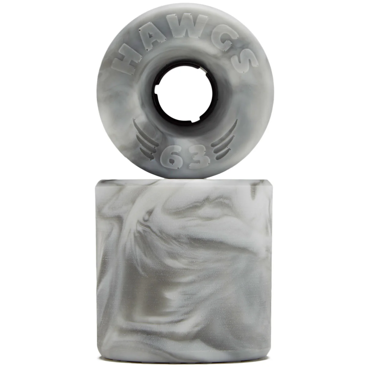 Hawgs Doozies 78a Stone Ground Longboard Wheels - Grey/White Swirl - 63mm - Image 2