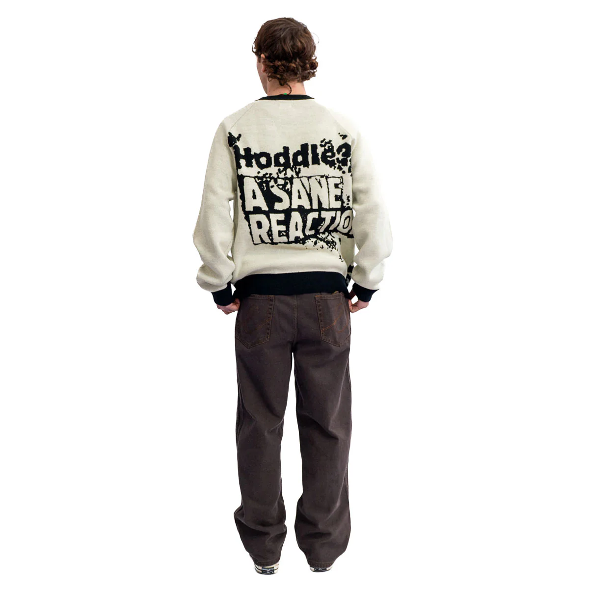 Hoddle Sane Reaction Knit Sweater - White/Black - Image 4