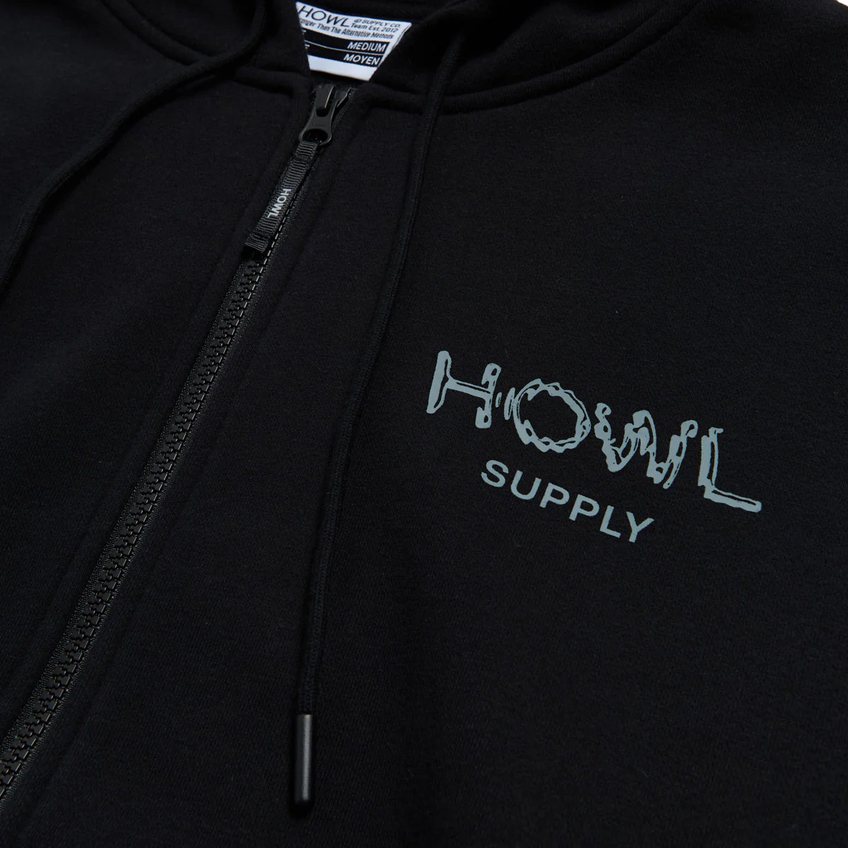 Howl DWR Zip Up Hoodie - Black - Image 2