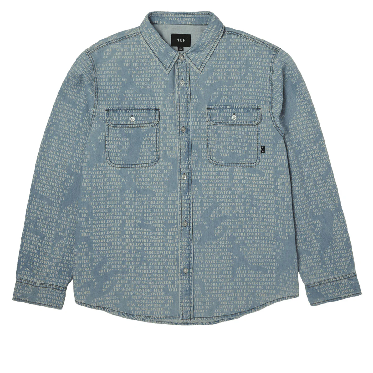 HUF Ceremony Long Sleeve Denim Shirt - Indigo - Image 2