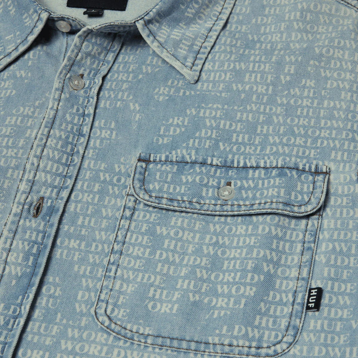 HUF Ceremony Long Sleeve Denim Shirt - Indigo - Image 4