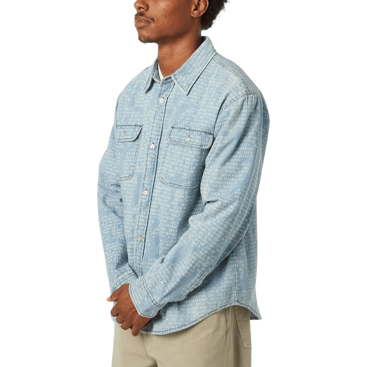 HUF Ceremony Long Sleeve Denim Shirt - Indigo - Image 5