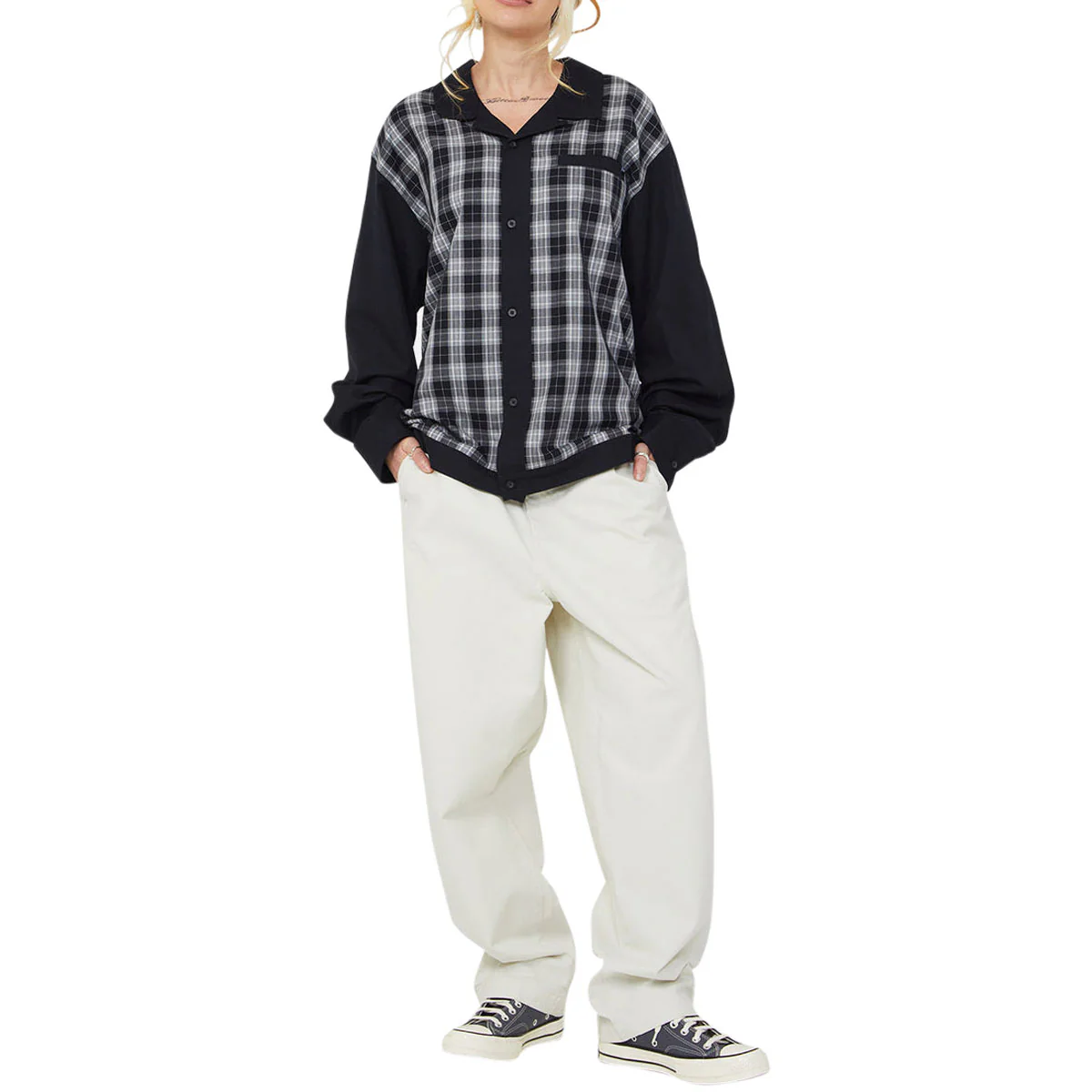 HUF Coolidge Plaid Long Sleeve Shirt - Black - Image 5