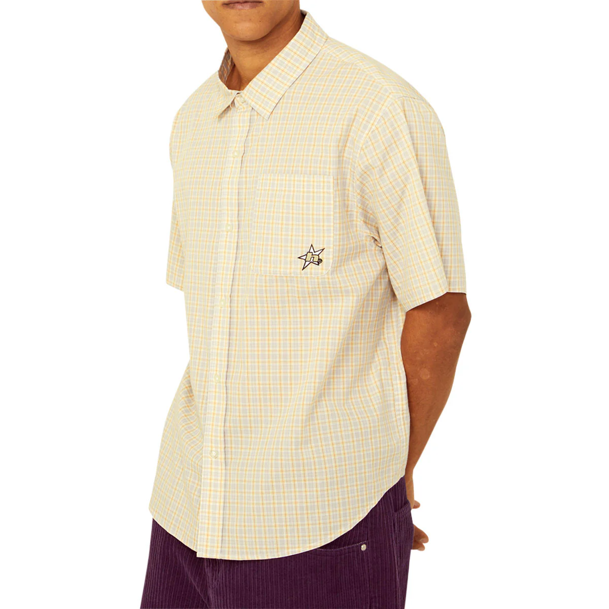 HUF H Star Plaid Shirt - Putty II - Image 5