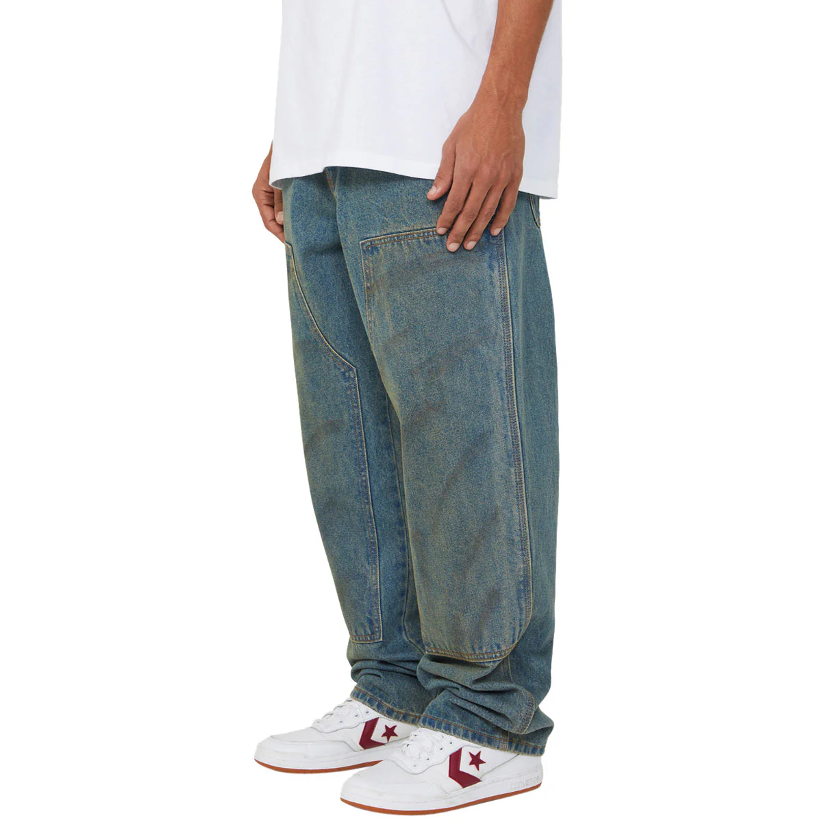 HUF Kinda Loose Double Knees Jeans - Dirty Wash - Image 3