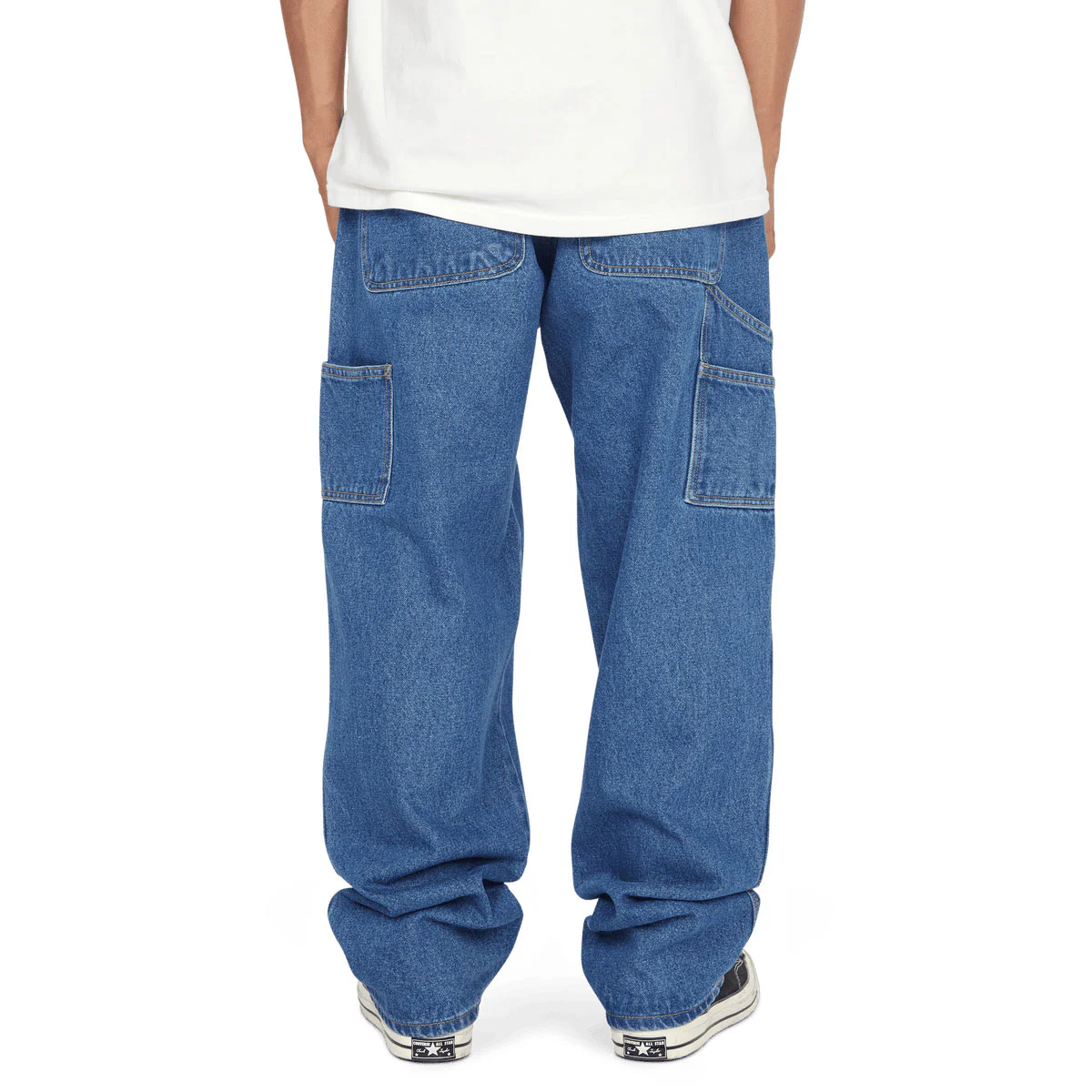 HUF Kinda Loose Double Knees Jeans - Stone Wash Indigo - Image 2