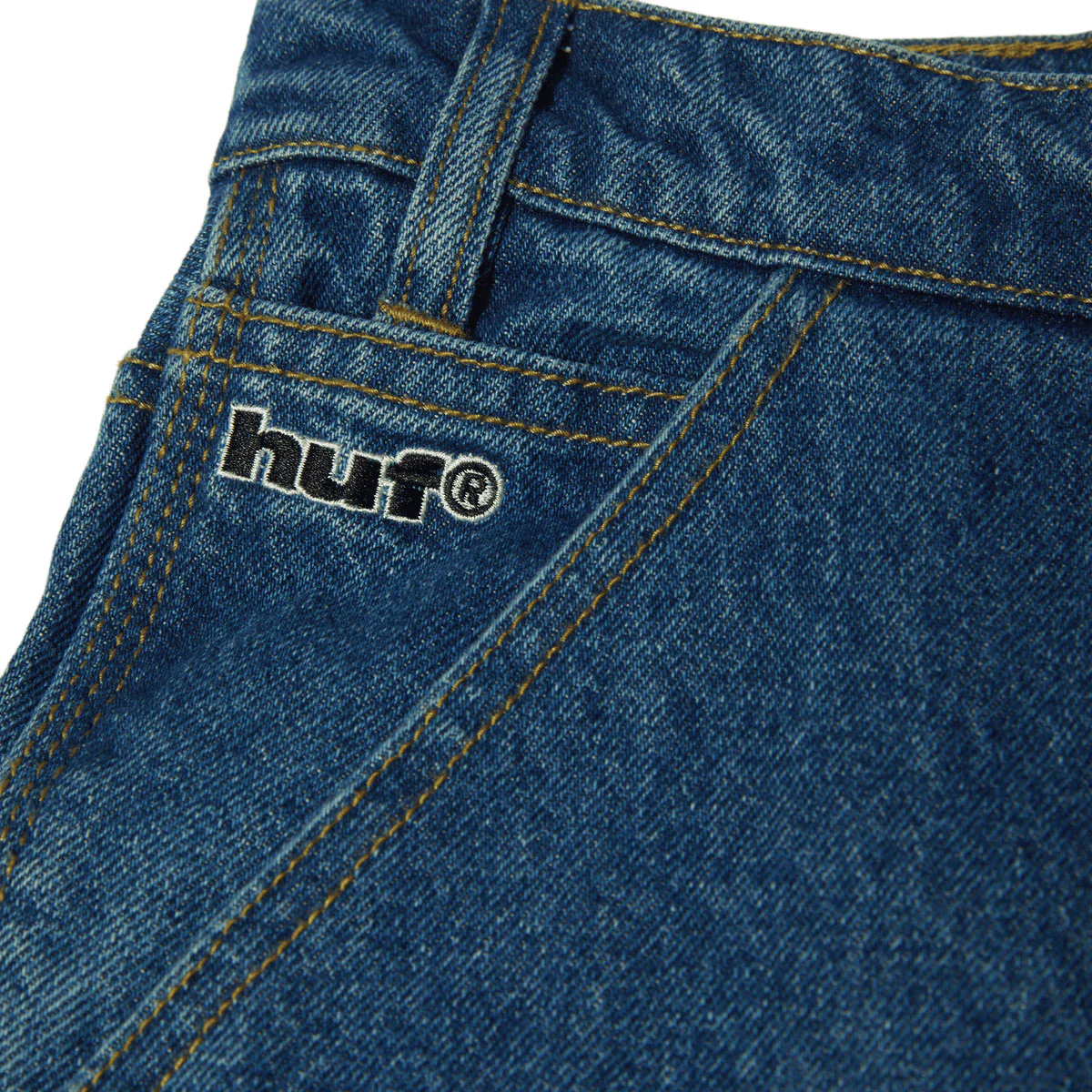 HUF Kinda Loose Double Knees Jeans - Stone Wash Indigo - Image 4