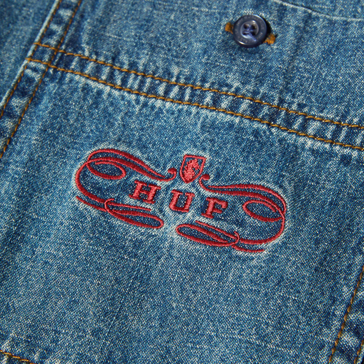 HUF Worldwide Clothiers Denim Long Sleeve Shirt - Indigo - Image 4