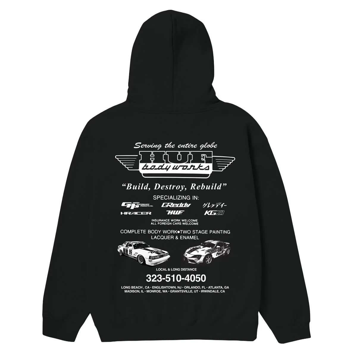 HUF x GReddy Body Works Hoodie - Black - Image 2