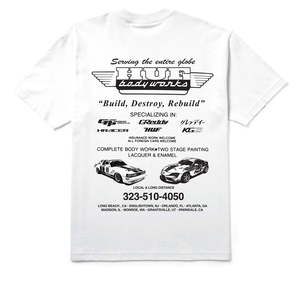 HUF x GReddy Body Works T-Shirt - White - Image 2