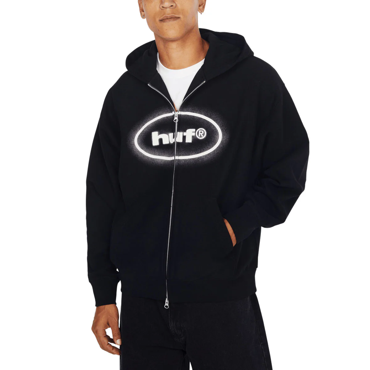 HUF x Mickey Mouse Spray Full Zip Hoodie - Black - Image 5