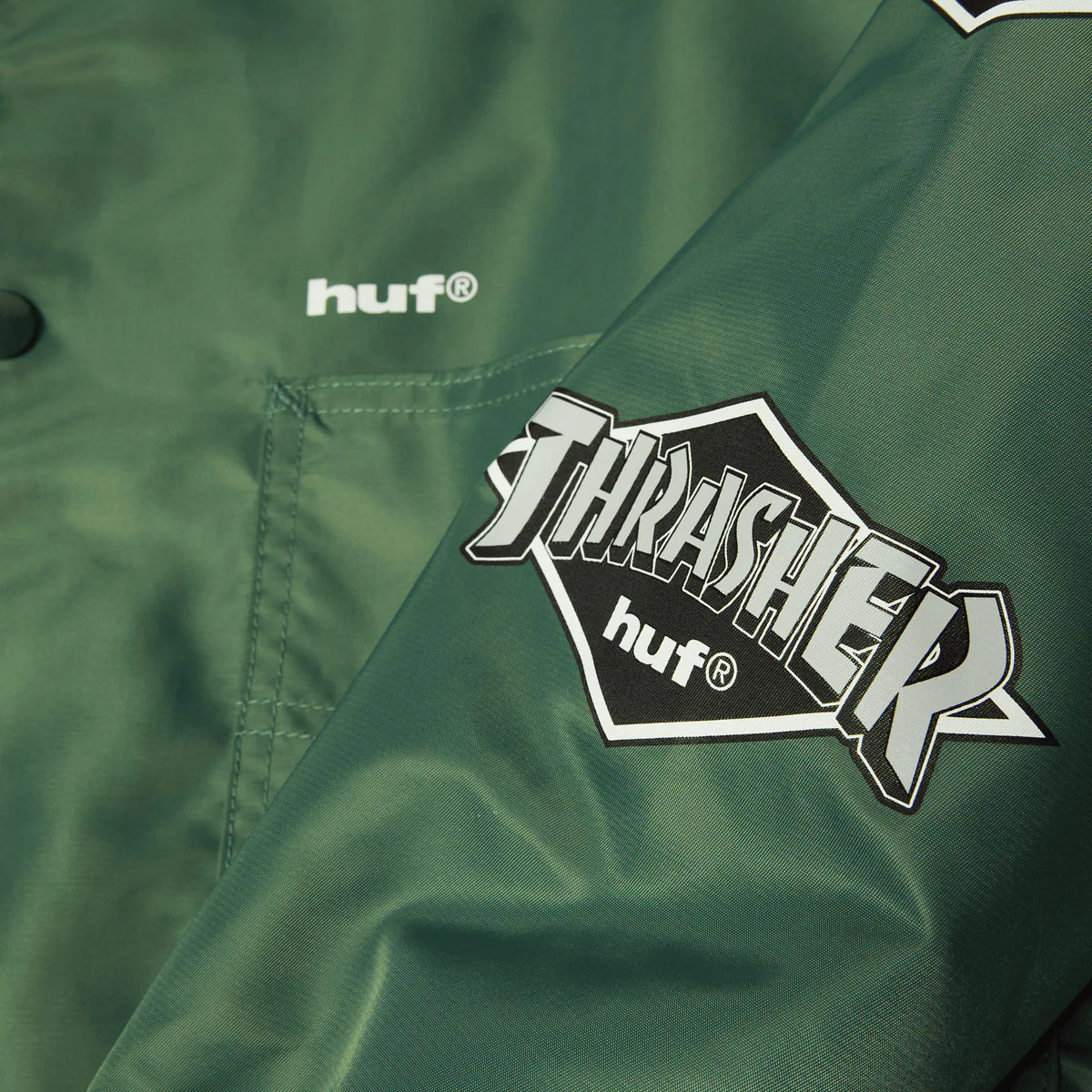 HUF x Thrasher Logo Jacket - Forest Green - Image 3