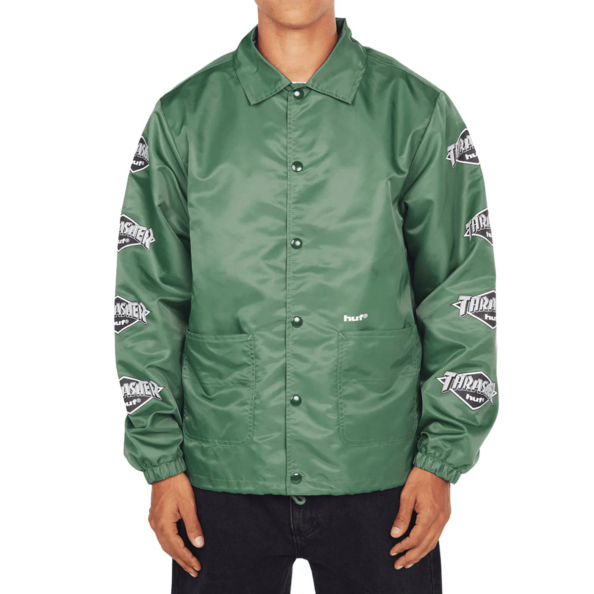 HUF x Thrasher Logo Jacket - Forest Green - Image 4