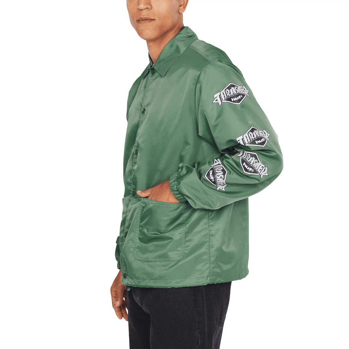 HUF x Thrasher Logo Jacket - Forest Green - Image 5