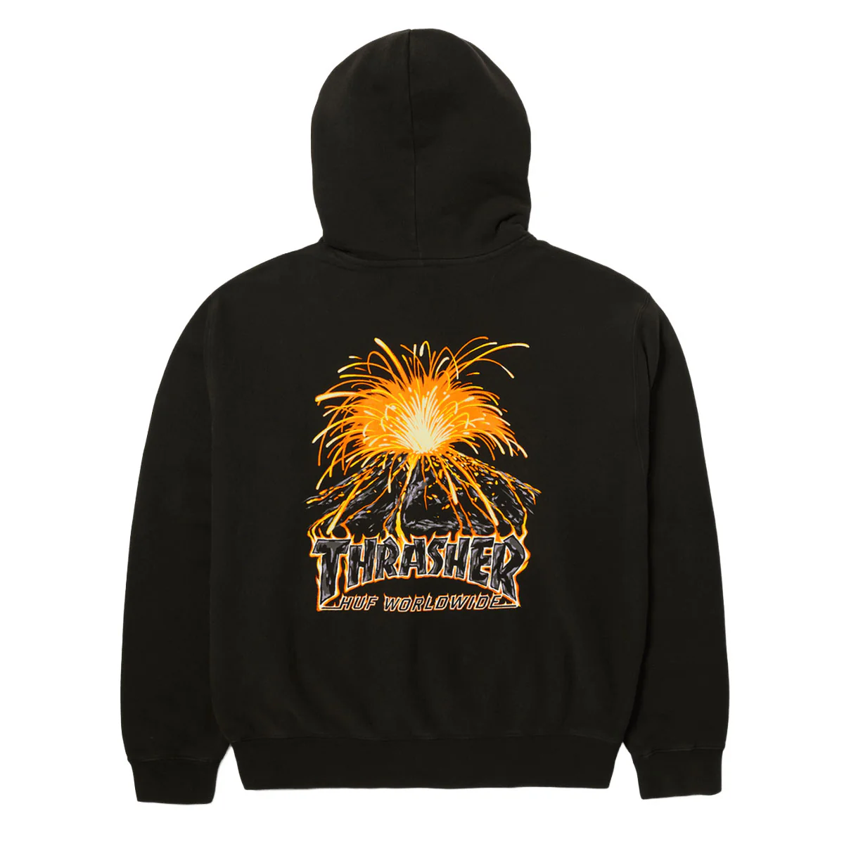 HUF x Thrasher Meltdown Heavyweight Hoodie - Washed Black - Image 2