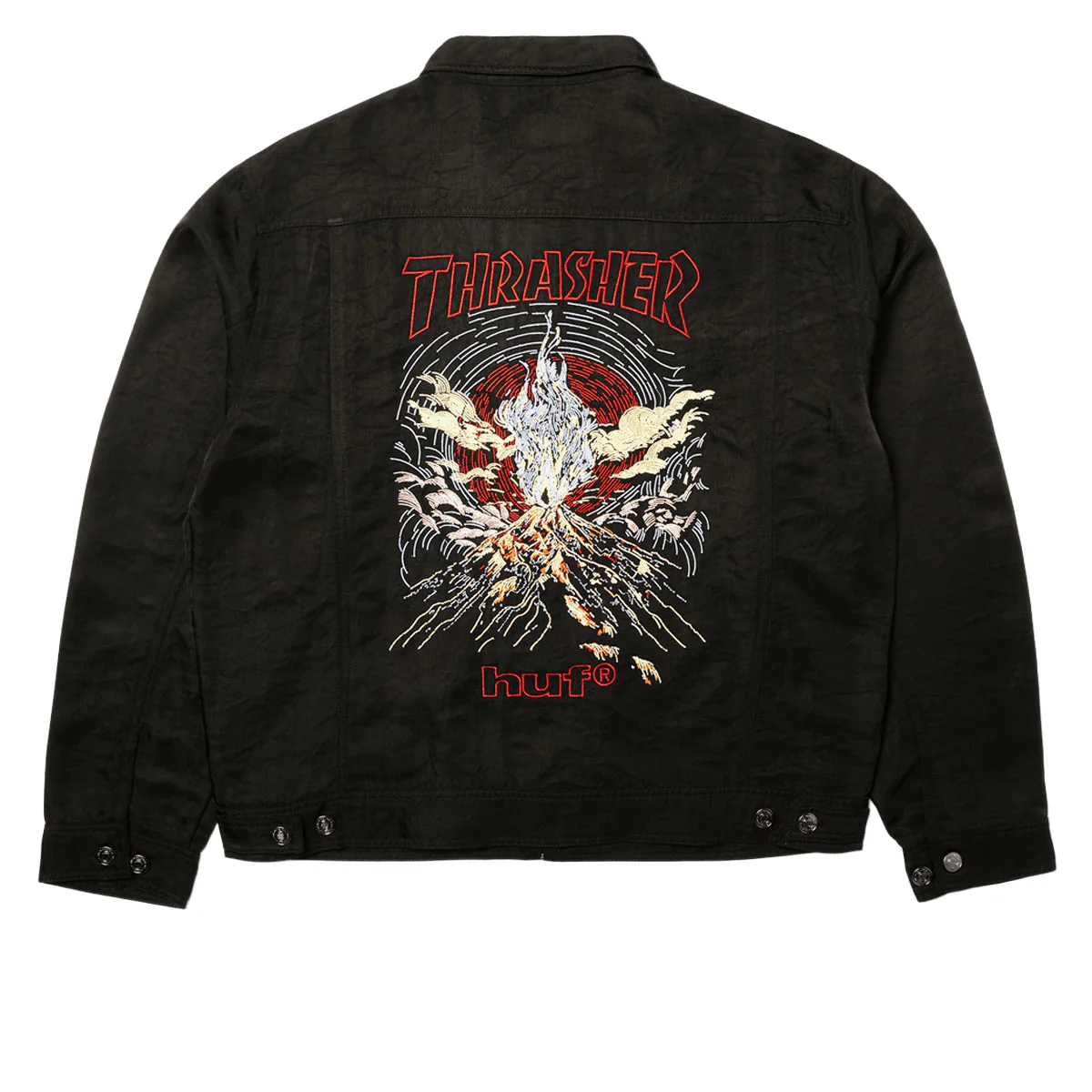 HUF x Thrasher Trucker Jacket - Black - Image 4