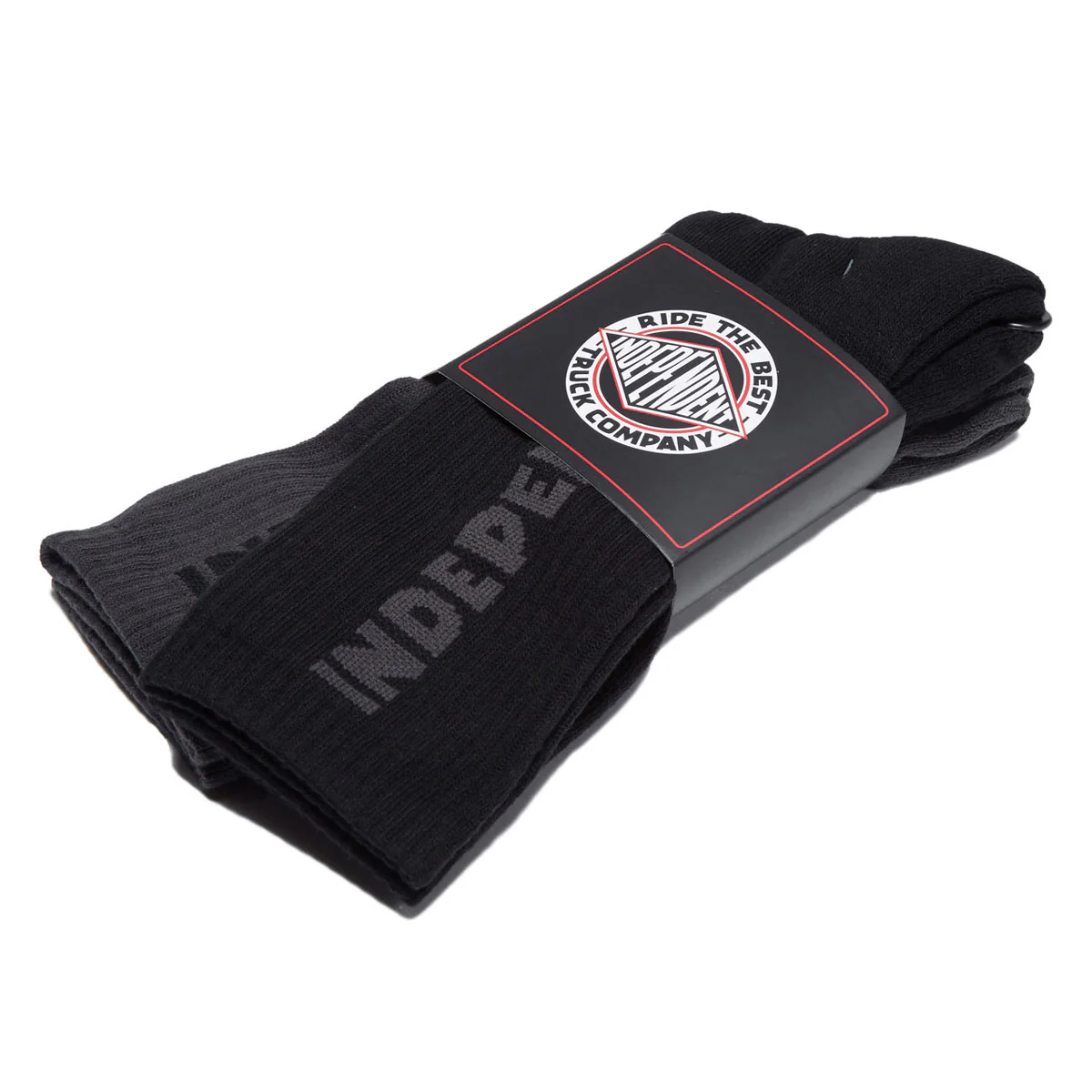 Independent Baseline Crew 2 Pack Of Socks - Black/Charcoal - Image 2