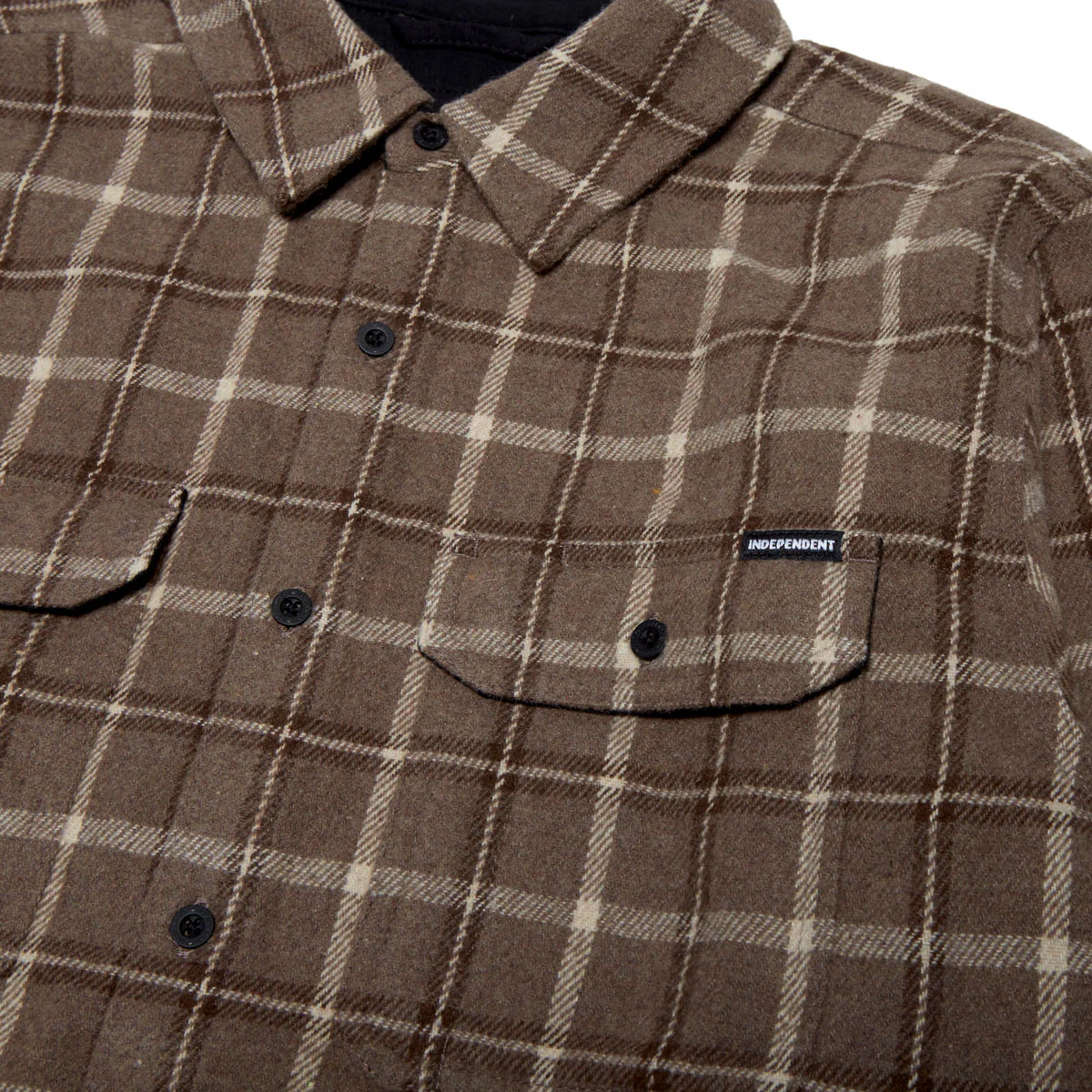 Independent Belmont Long Sleeve Flannel Shirt - Brown/Tan - Image 3