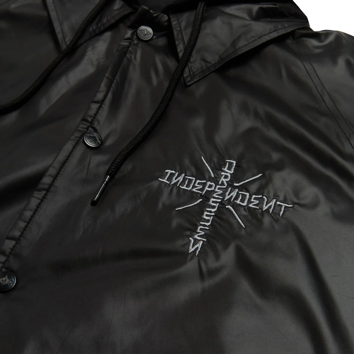 Independent Dressen Skull Rose Hooded Windbreaker Jacket - Black - Image 4
