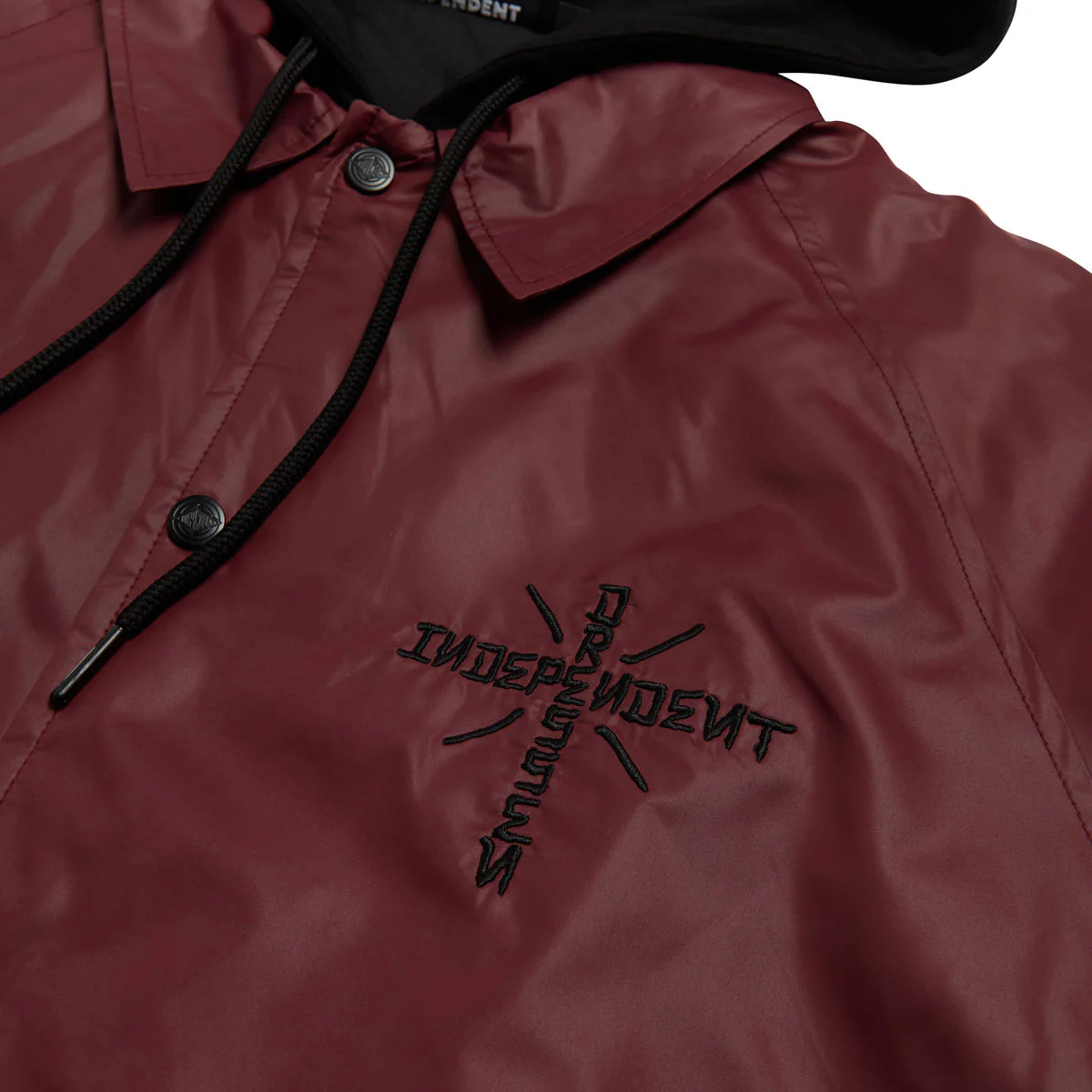 Independent Dressen Skull Rose Hooded Windbreaker Jacket - Burgundy - Image 4