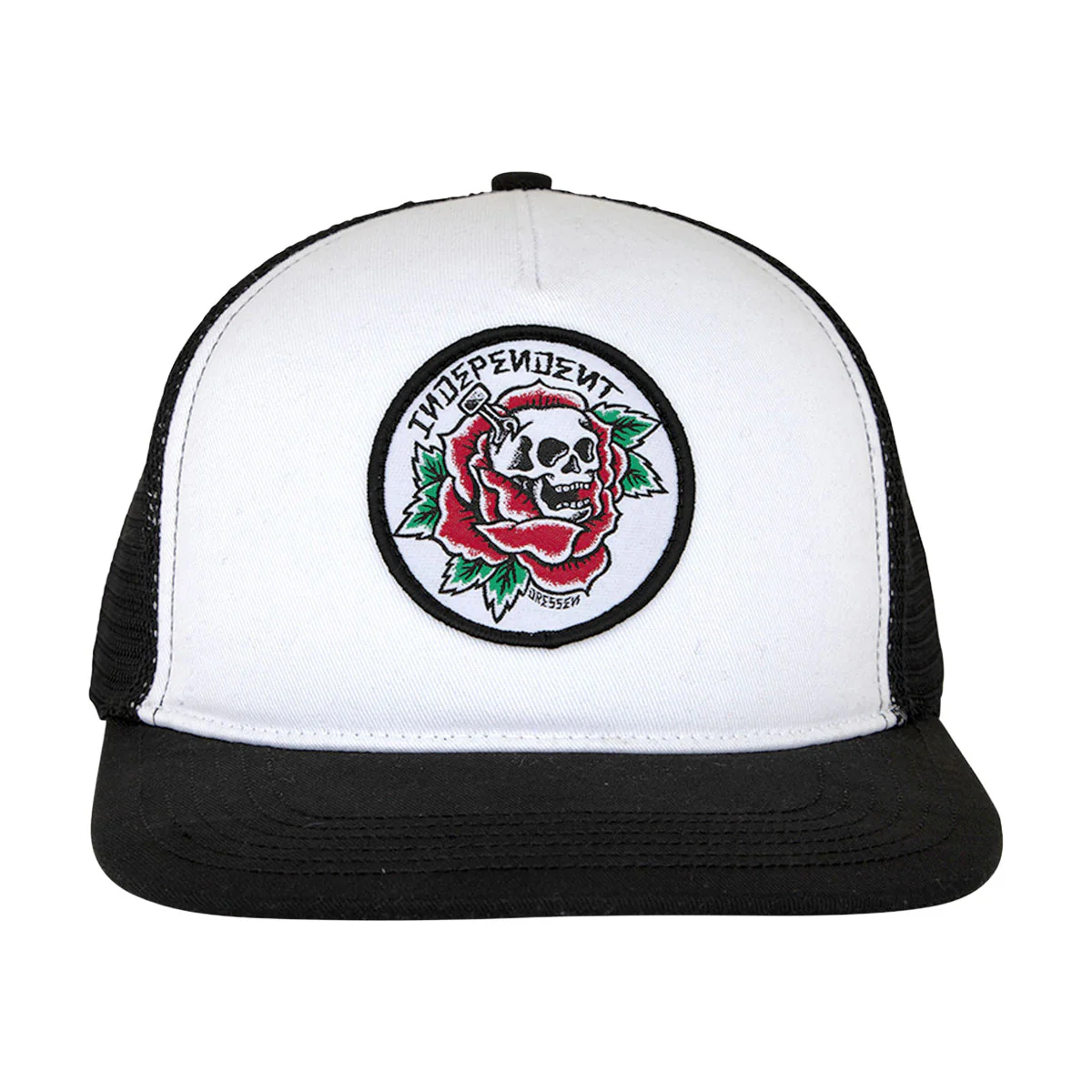 Independent Dressen Skull Rose Snapback Hat - White/Black - Image 2